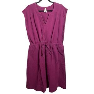 Pact Coastal Double Gauze Tie Waist Midi Dress 100% Organic XL